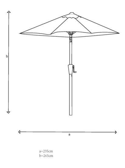 Aluminium Wind-Up Parasol, 2.7m